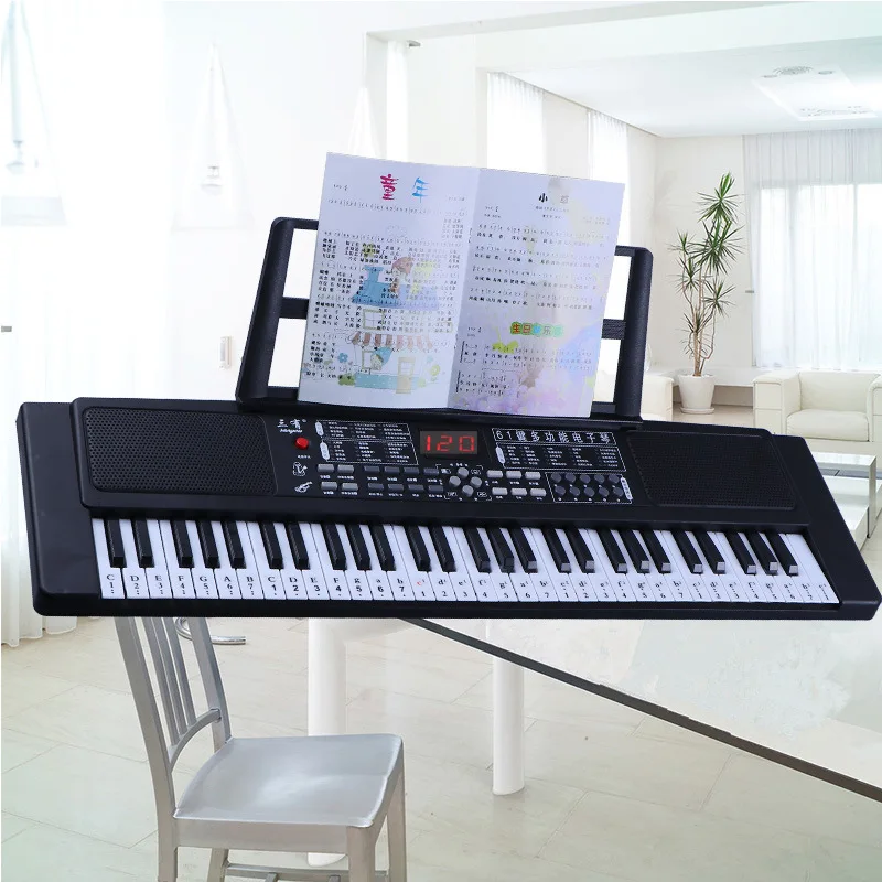

Piano musical instrument early education children's piano 61 keys electronic organ, White;black;pink