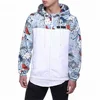 Floral Hooded Zip-up Jacket Windbreakers Men