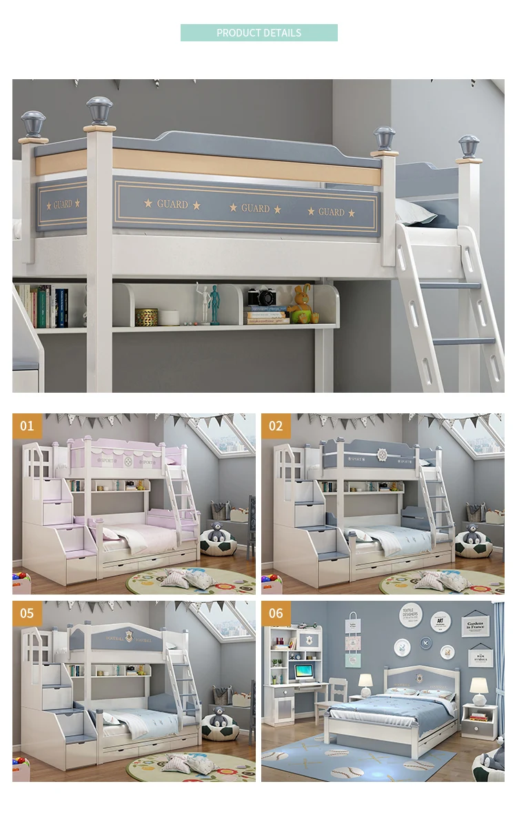 Bunk bed kids furniture with stair