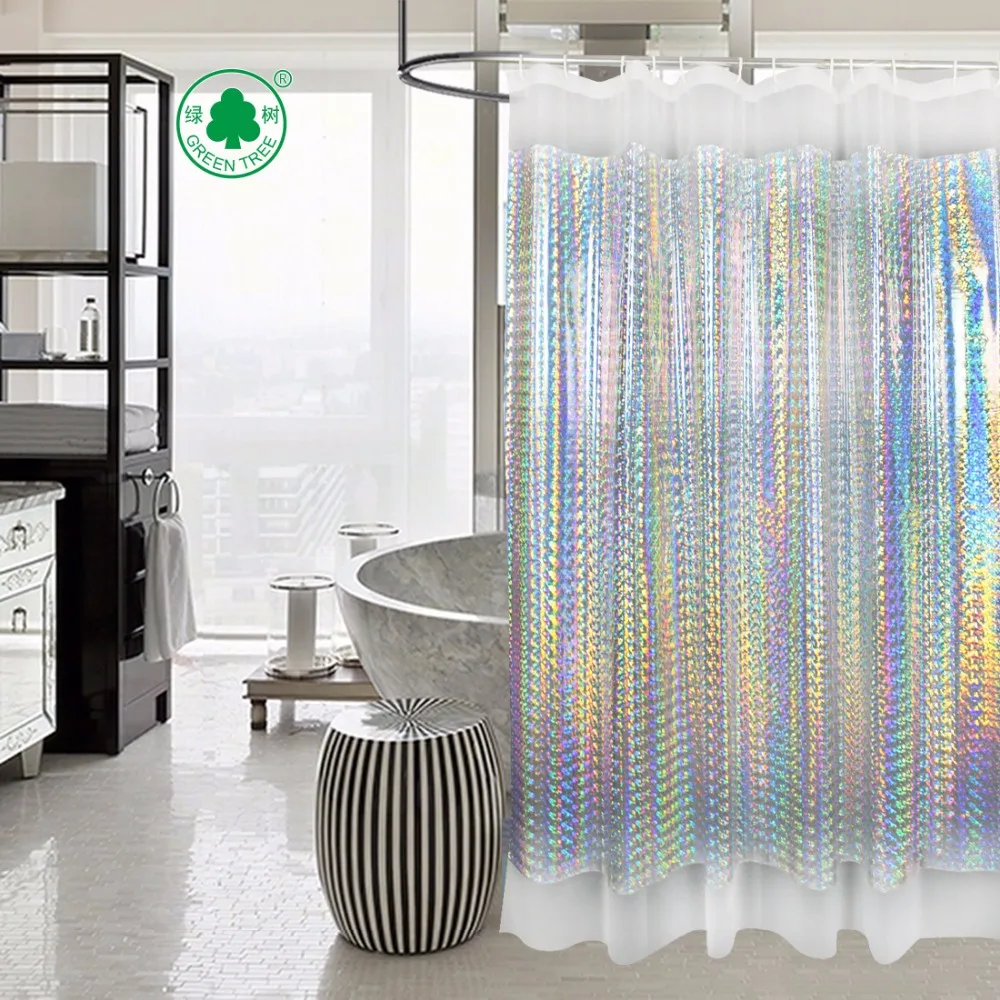 high quality color changing glittering PVC free plastic transparent shower  curtain| Alibaba.com