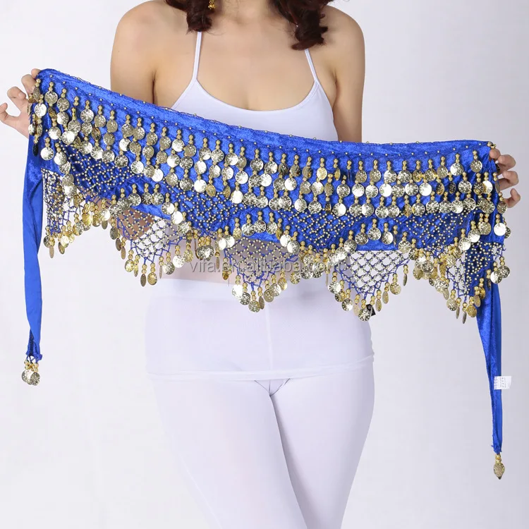 

Belly Dance Performance Hip Scarf with 268 Gold Coins