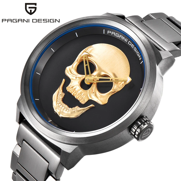 

PAGANI PD 1362 Punk Skull Personality Retro Fashion Men's Watches Large Dial Design Waterproof Quartz Watch