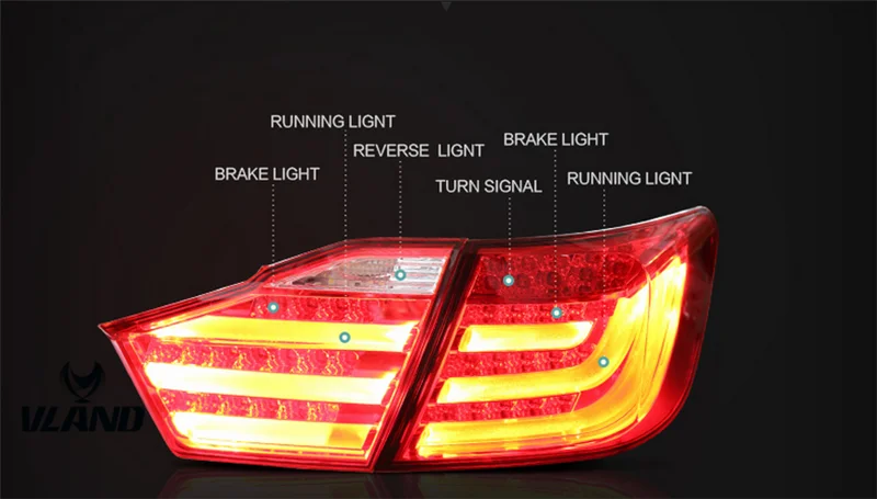 VLAND factory accessory for Car Taillight for Camry LED Tail light for 2012 2013 2014 for Camry Tail lamp with LED light bar