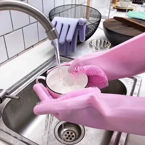 Image of Food Grade Silicon Material Kitchen Dish Washing Sponge Magic Gloves for Household