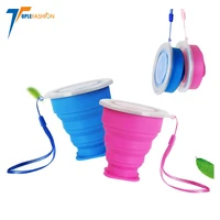 

Reusable BPA Free Food grade Collapsible Travel Silicone Folding Camping Cup with Lid for Hiking Camping