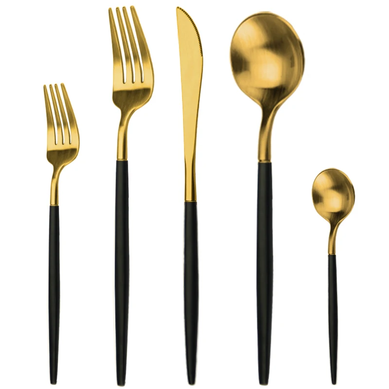

18/10 restaurant gold cutlery stainless steel silverware 40 pieces, N/a