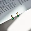 Green Crystal earrings Gold Color Dangles Earrings women Blue CZ Zircon brincos boucle d'oreille