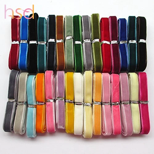 

HSD 3/8 inch 16MM silk colorful velvet ribbon