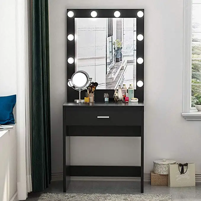 Vanity Set With Lighted Mirror Makeup Dresser Desk Dressing Table
