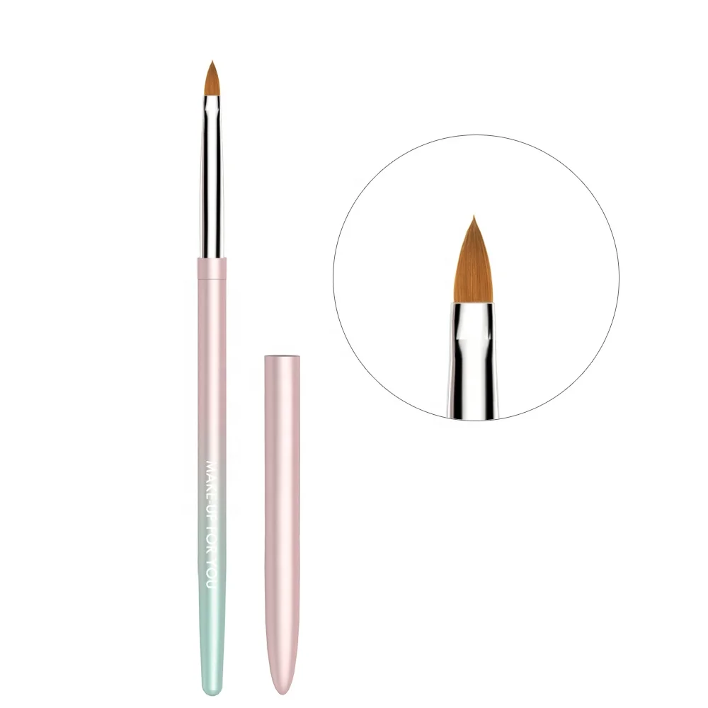Private Label Pink-Cyan Gradient Color Filament Art Polish Nail Pencil Brush