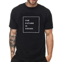 

100% Cotton Custom Tshirt Unisex Logo Printed T-shirts The Future Is Vegan T Shirt Short Sleeve Fashion Regular Fit