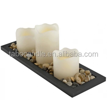 Set Of 3 Real Wax Battery Led Candles With Decorative Stones Tray Buy Led Candles With Decorative Stones Tray Set Of 3 Real Wax Battery Led Candles Real Wax Battery Led