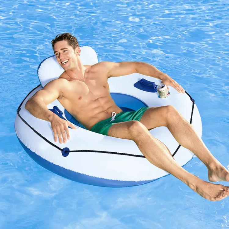 

factory wholesale top quality 2019 summer hot selling bestway white color 43108 inflatable adult round water sofa tube floatie