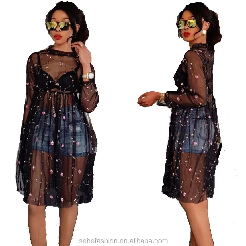 

new design see through lace women sexy dresses factory price