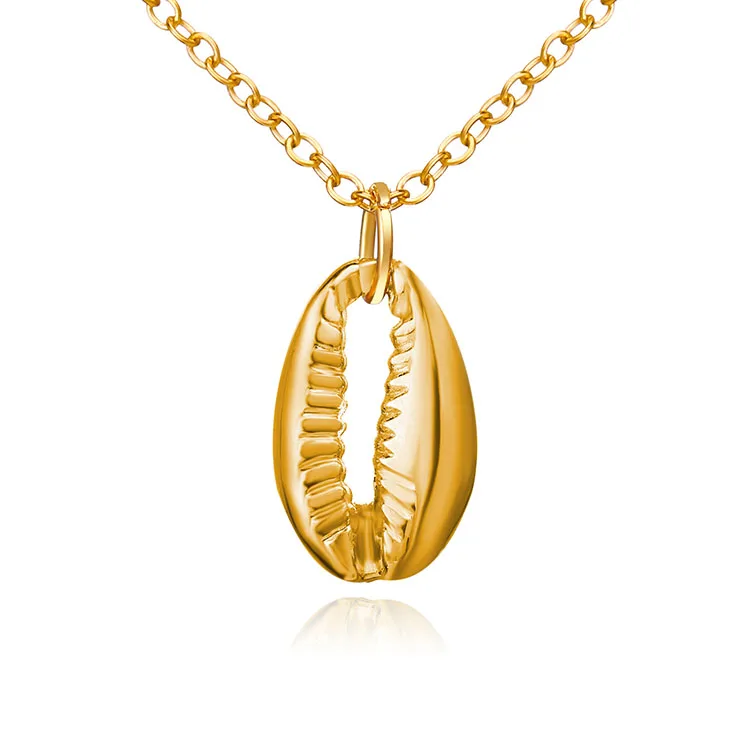 

Hot Sale Natural Cowrie Shell Pendant Necklace for Women Jewelry, Gold color