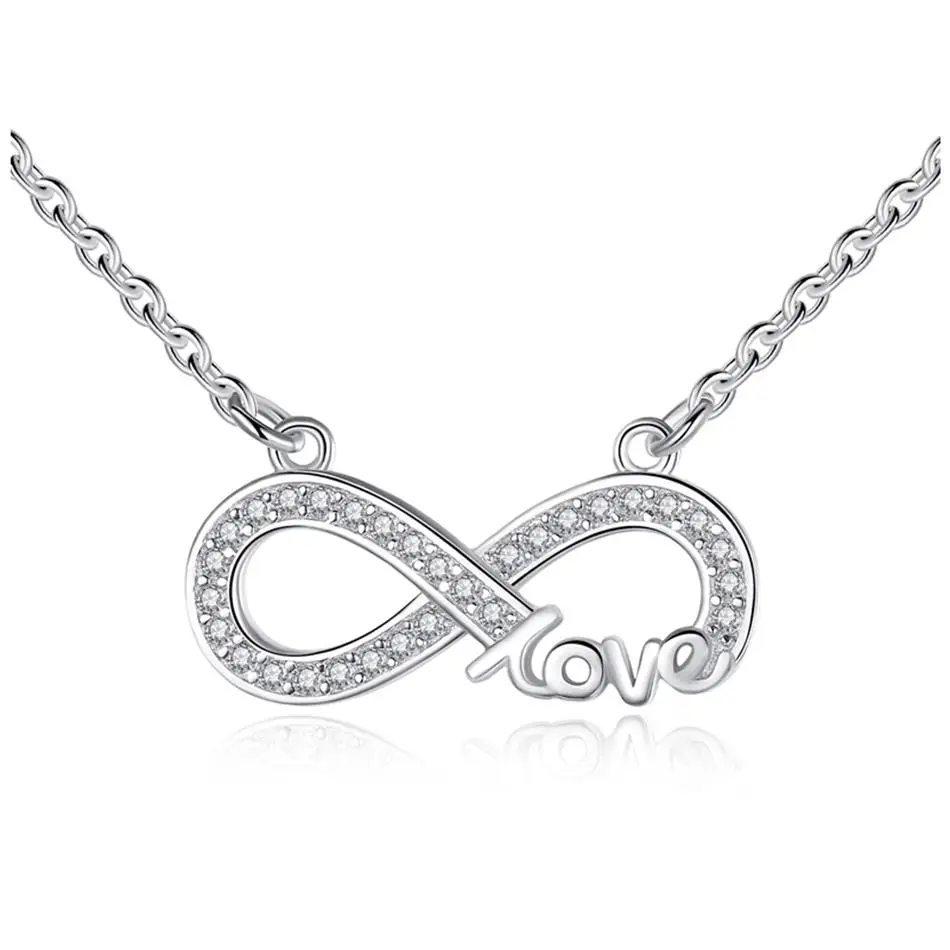 

Fashion 925 Sterling Silver Chain Necklaces Forever Love Infinity Pendants Necklaces Luxury Wedding Jewelry Gift