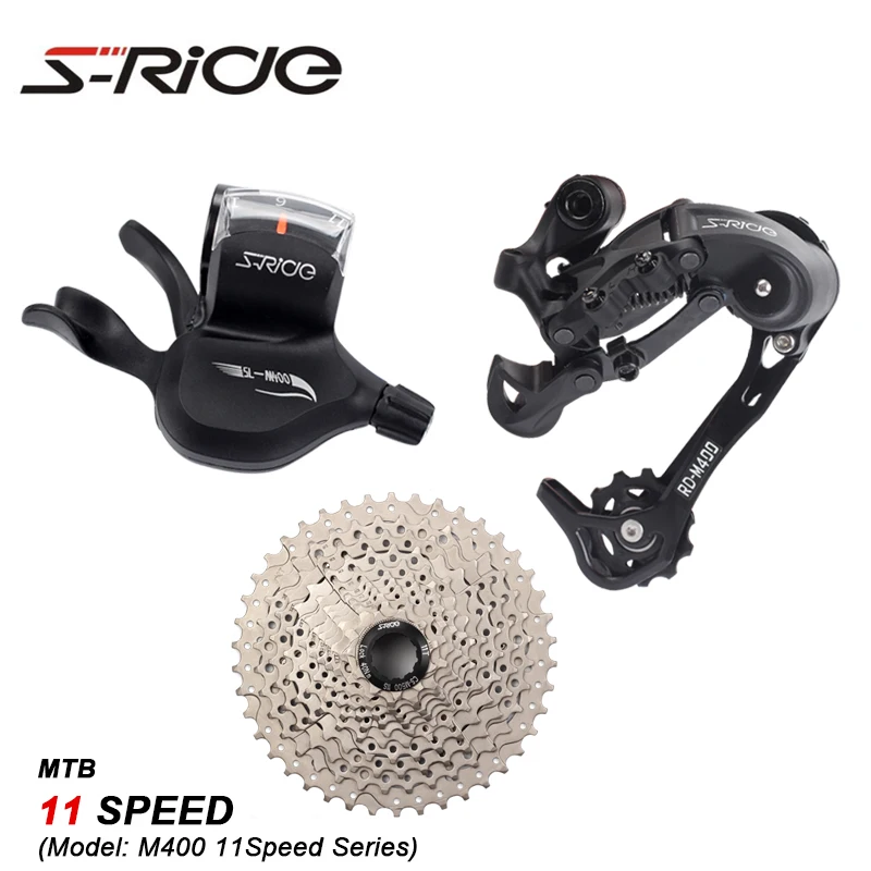 

S-Ride Cycling Mountain Bike 11 Speed Rear Derailleur + Trigger Shifter + Freewheel Compatible With MTB Bicycle Parts, Black shifter derailleur;silver freewheel