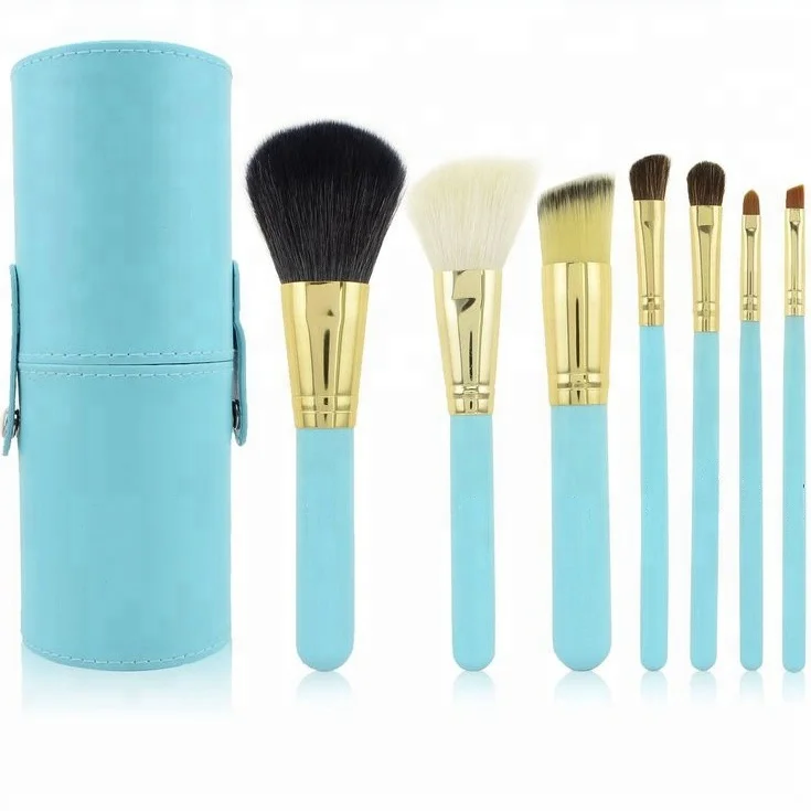 

Low MOQ Hot sell 7pcs professional makeup brush set with cup holder