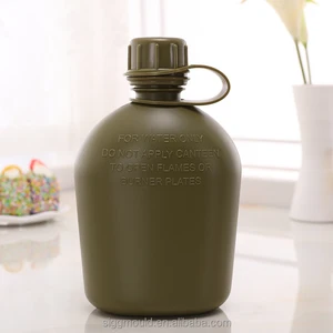 Image of Army green color BPA free plastic canteen water bottle