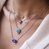

yiwu factory 2019 elegant delicate women jewelry blue stone turlish eye necklace