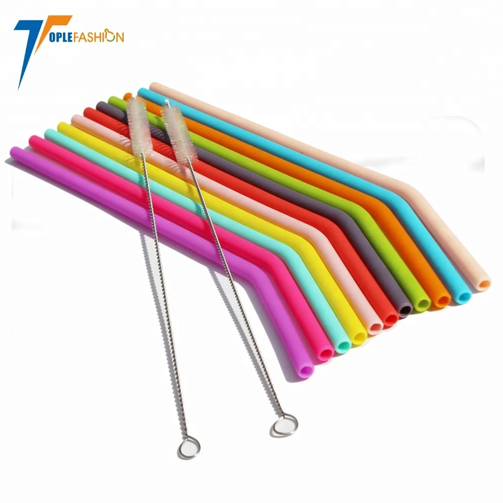 

reusable bendy bpa free non disposable safe cool silicone smoothie drinking glass straws, Custom color