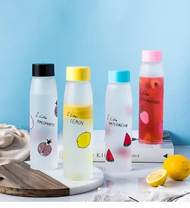 Matte Glass Water Bottle Fancy Glass Fruit Juicer Bottle