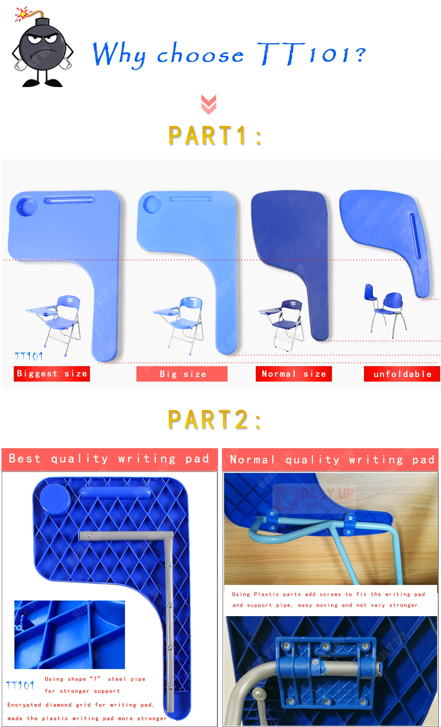 Folding Chair With Writing Board Armchair With Tablet writing University Chair University Chair