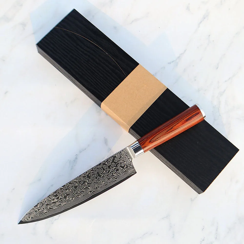 Professional 8inch Damascus Steel Chef Knife With 67layer Steel Blade With Paka Wood Handle
