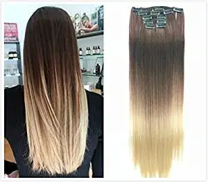 Buy 22inches Full Head Ombre Dip Dyed Straight Clip In Hair