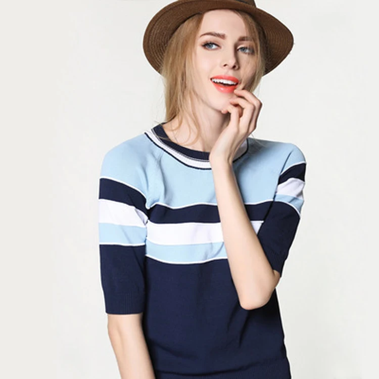 

Latest Womans Causal Knitted Meryl Tops Fall Clothing Sweater, Stripe