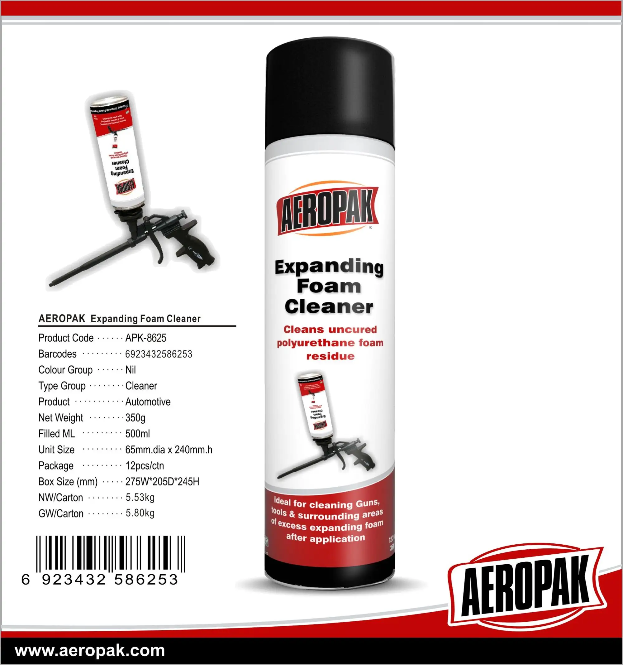 Aeropak 500ml Polyurethane Pu Foam Cleaner Spray For Pu Foam Machine ...