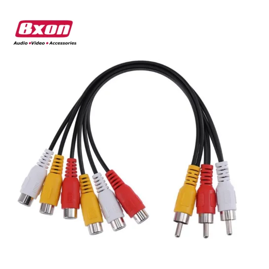 

25cm 3 RCA Male Plug to 6 RCA Female Jack cable