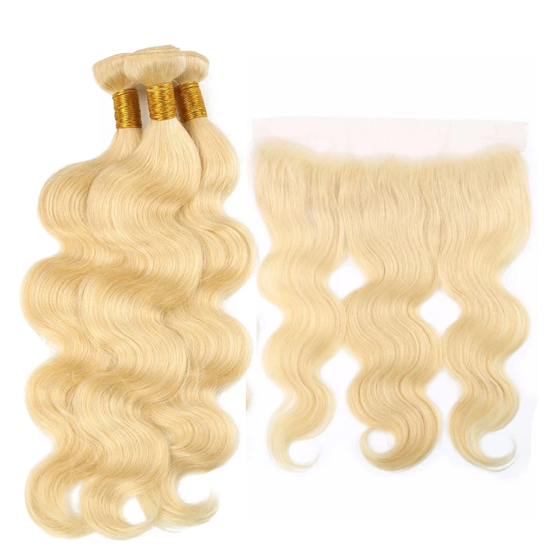 

Wholesale 613 Russian Blonde Virgin Brazilian Human Hair Blonde 40 inch Bundles With Frontal Cuticle Aligned 613 Hair Extension, Accept customer color chart