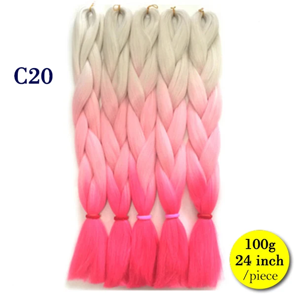 
Ombre Two Tone Kanekalon Jumbo Synthetic Braiding Hair 24 Inch 100g 