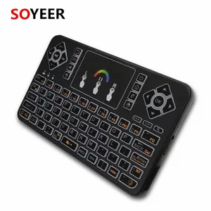 Soyeer Q9 2.4g Wireless Mini Keyboard 7 color Back light Mini gaming Keyboard with Touchpad Q9 Android TV box