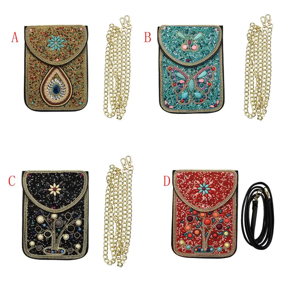 

4 Styles Turquoise Rice Beads Hand Bag Purse Cosmetic Bag Wallets Shoulder Bags, See photo