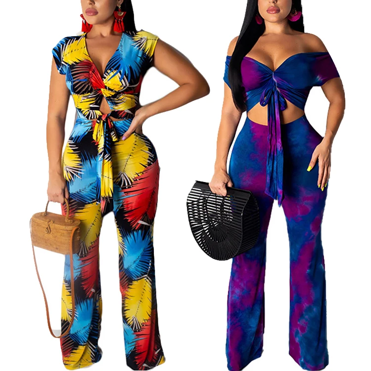 

2019 One Piece Printed V Neck Short Sleeve Sexy Fitness Sexy Women Jumpsuits