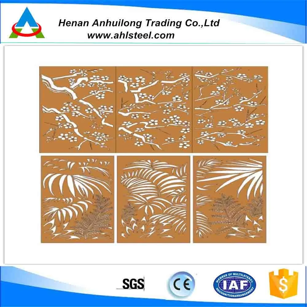 Outdoor Laser Cut Decorative Rusty Metal Corten Steel Divider Screens ...