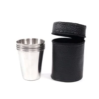 

Zogift Custom logo Portable Travel Drinking Cups Shot Glass with Black Leather,cheap Stainless steel mini wine shot glass set