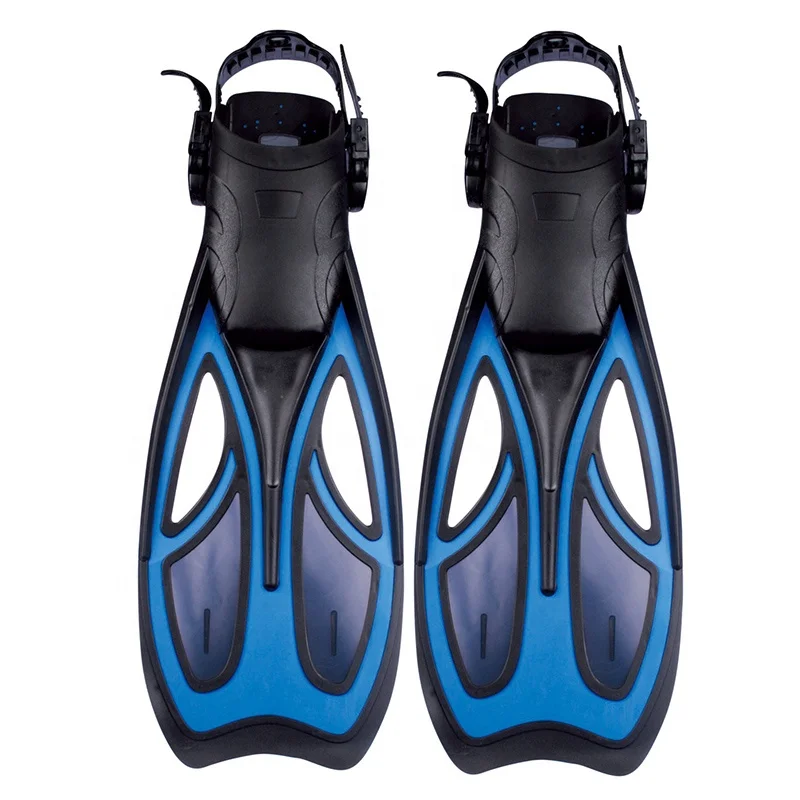 

Top quality adjustable swimming flippers scuba open heel diving fins with strap, Black, blue, grey etc