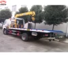 3-5Ton Crane Mounted Tow Truck Wrecker, Dongfeng flat bed towing truck cheap 4x2 platform wrecker for sale