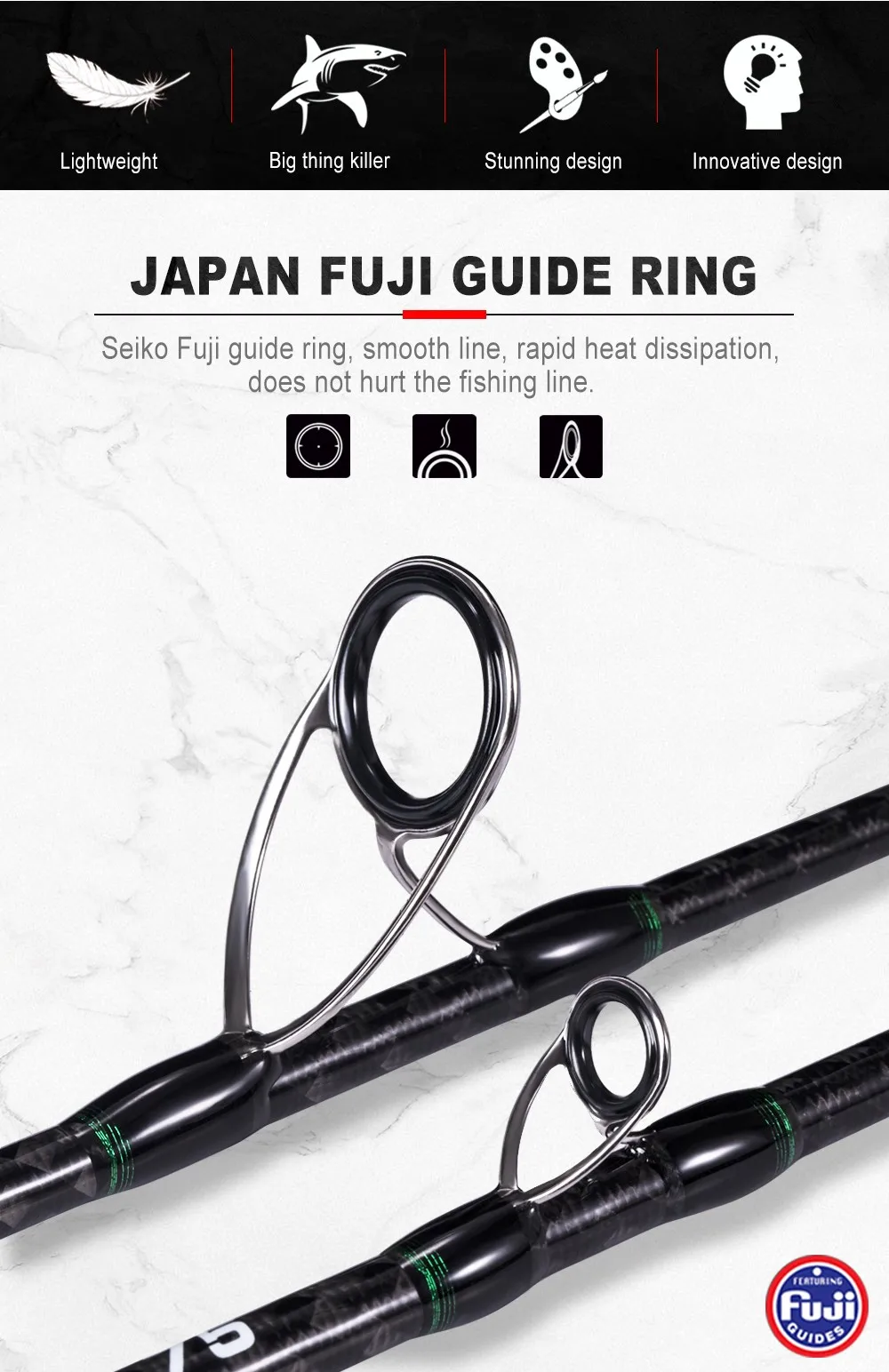 Carbon Casting Fishing Rod For Casting Jigging Rod 1.75m Hard Power