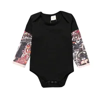

RTS Newborn Infant Baby Boys Black Onesie Bodysuit UV protect Cool Tattoo long sleeve Romper