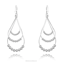 

Hot sale teardrop Sterling Silver earring Women's Elegant gross Beads Pendant Drop Earrings