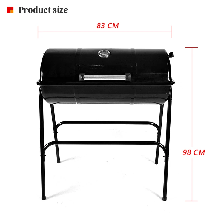 Backyard Cooking Oil Drum Barbecue Grill Outdoor Black Enamel Charcoal