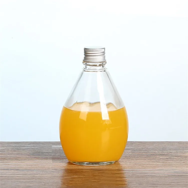 280ml 350ml 500ml Novelty Waterdrop Juice Glass Bottle Aluminium Lid