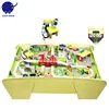 Large Wooden Railway Train Set with Table for Kids