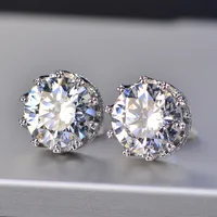 

925 Sterling Silver Pin Dubai Gold Earrings Cubic Zirconia Stone Stud Earrings for Girls Silver Jewelry Earring