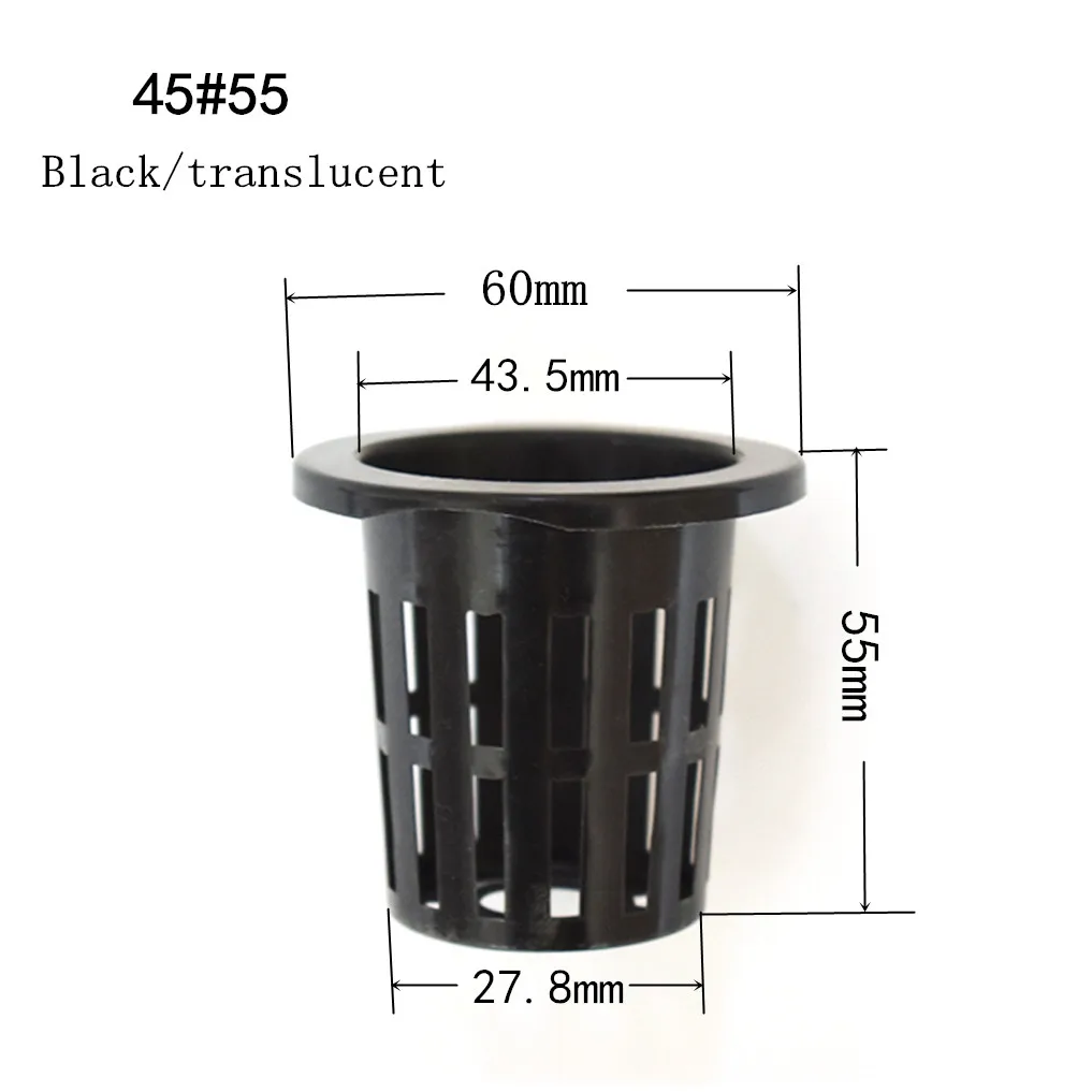 

45#55 Multi span agricultural greenhouses plastic mesh cup for high quality hydroponic pot, Black,translucent,custom