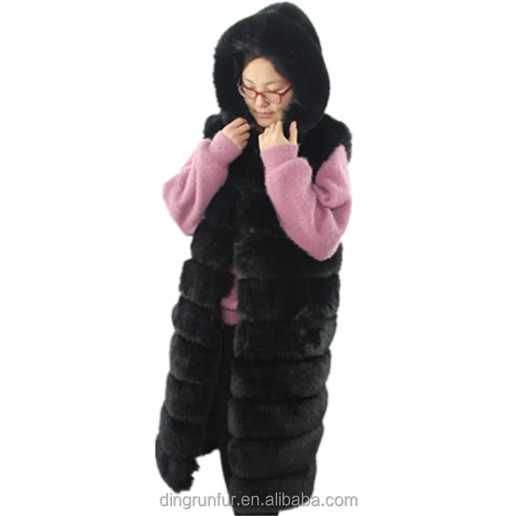 
New fashion women winter Long style Faux Fox Fur Vest artificial fur jacket  (60747892447)